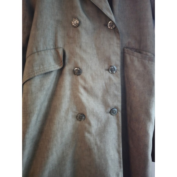 J. Gallery Petite Trench Coat Women 5/6 Olive Green Belted Double Breasted Liner - Picture 4 of 12